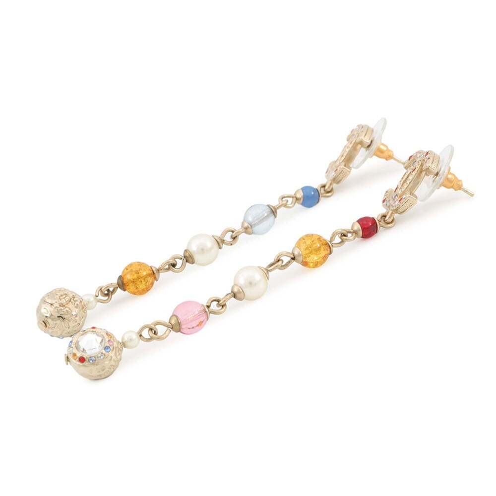 CHANEL Authentic Gold Pearl Logo Earrings - Picture 2 of 8